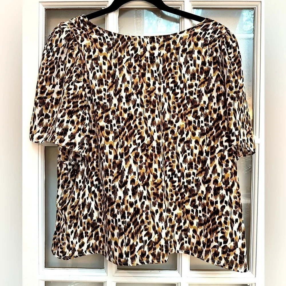 Banana Republic | Leopard Print Blouse Bow Tie Back Blouse Women’s Size Medium M - Picture 7 of 8